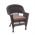 Jeco Jeco W00201-C-FS007 Espresso Wicker Chair With Brown Cushion W00201-C-FS007